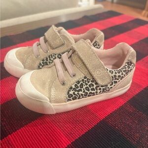 Stride Rite Gold and Leopard Print Kids Sneakers